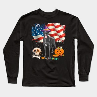 Funny great dane Dog Halloween Costume Gift Flag America Long Sleeve T-Shirt